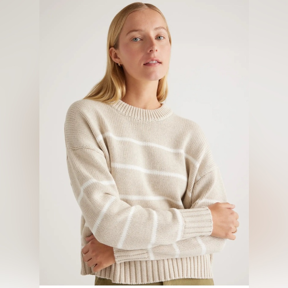 Quince 100% Organic Cotton Striped Crew Sweater